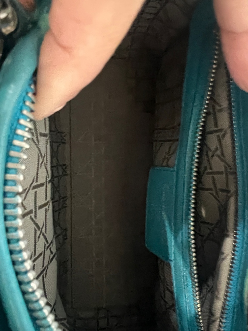 Dior Teal Cannage Quilted Lady Handbag with Silver Hardware - Picture 9 of 13